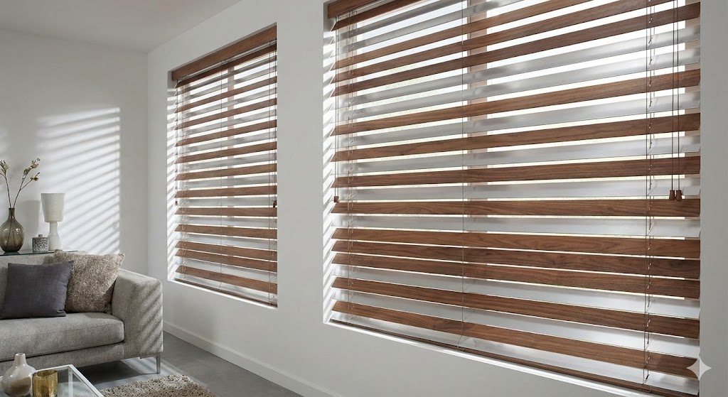 Wood and aluminium venetian blinds